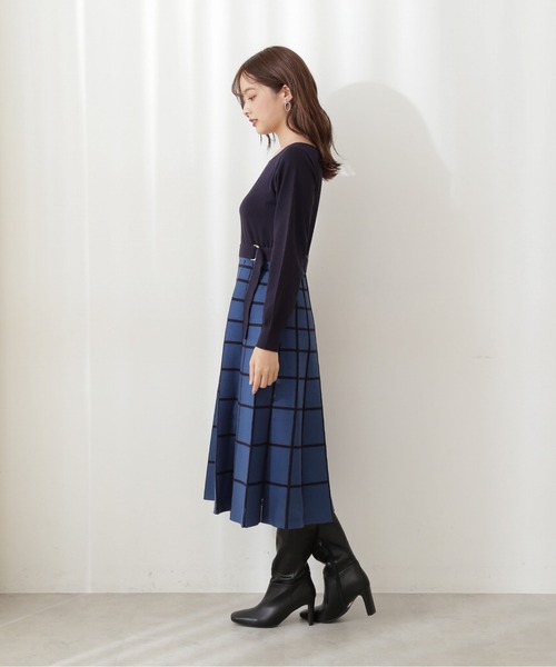 PROPORTION BODY DRESSING（プロポーションボディドレッシング）の「アイレットチェックワンピース / 1211240018（ワンピース・レディース・ネイビー/パープル/オフホワイト・MEDIUM/SMALL）」の8枚目の写真