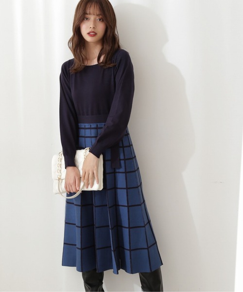 PROPORTION BODY DRESSING（プロポーションボディドレッシング）の「アイレットチェックワンピース / 1211240018（ワンピース・レディース・ネイビー/パープル/オフホワイト・MEDIUM/SMALL）」の9枚目の写真