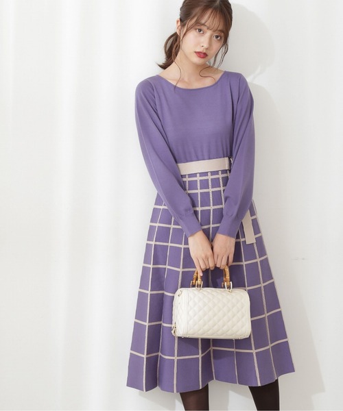 PROPORTION BODY DRESSING（プロポーションボディドレッシング）の「アイレットチェックワンピース / 1211240018（ワンピース・レディース・ネイビー/パープル/オフホワイト・MEDIUM/SMALL）」の10枚目の写真