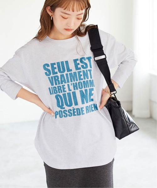 SLOBE IENA（スローブイエナ）の「グラフィックロンTEE【手洗い可能】◆（Tシャツ/カットソー・レディース・グレー/チャコールグレー/ホワイト・FREE）」の3枚目の写真