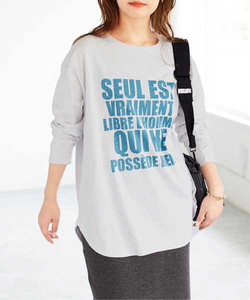 SLOBE IENA（スローブイエナ）の「グラフィックロンTEE【手洗い可能】◆（Tシャツ/カットソー・レディース・グレー/チャコールグレー/ホワイト・FREE）」の12枚目の写真