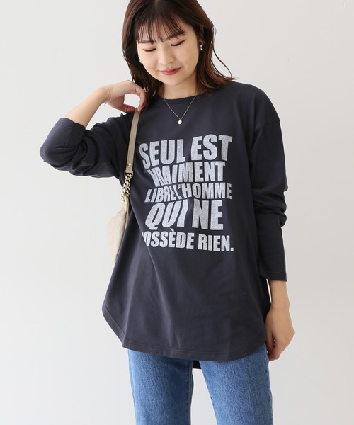 SLOBE IENA（スローブイエナ）の「グラフィックロンTEE【手洗い可能】◆（Tシャツ/カットソー・レディース・グレー/チャコールグレー/ホワイト・FREE）」の17枚目の写真