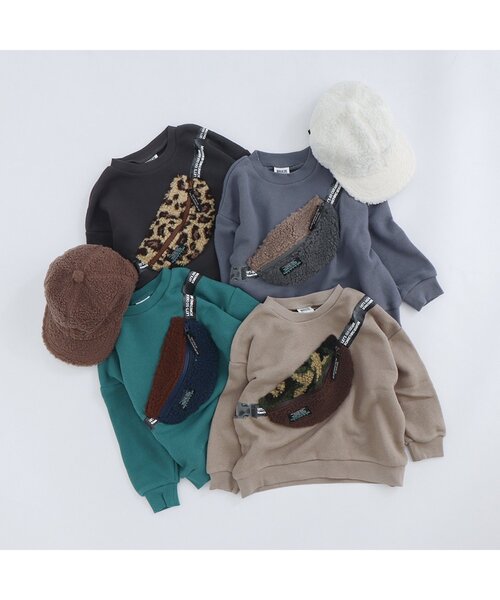 BREEZE（ブリーズ）の「ボアサコッシュトレーナー（スウェット・キッズ・ベージュ/エメラルド/チャコール/ブルー・110/100/130/140/150/90/120）」の6枚目の写真