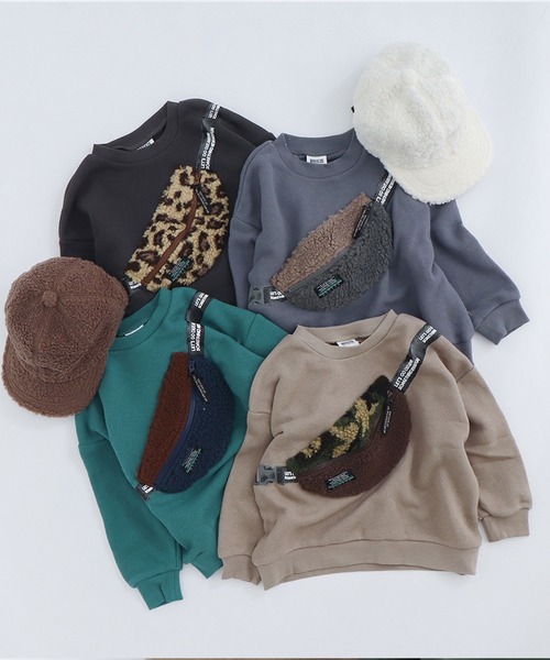 BREEZE（ブリーズ）の「ボアサコッシュトレーナー（スウェット・キッズ・ベージュ/エメラルド/チャコール/ブルー・110/100/130/140/150/90/120）」の5枚目の写真