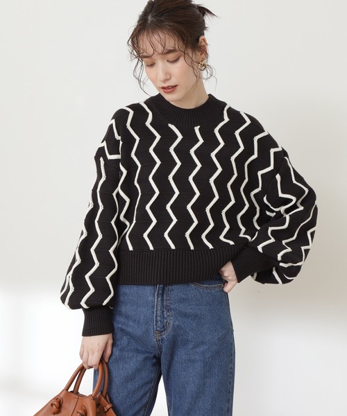 N.（N. Natural Beauty Basic）（エヌエヌナチュラルビューティーベーシック）の「ナミジャガードニット（ニット/セーター・レディース・ホワイト/ブラック・MEDIUM）」の10枚目の写真