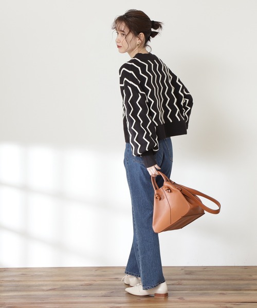 N.（N. Natural Beauty Basic）（エヌエヌナチュラルビューティーベーシック）の「ナミジャガードニット（ニット/セーター・レディース・ホワイト/ブラック・MEDIUM）」の9枚目の写真