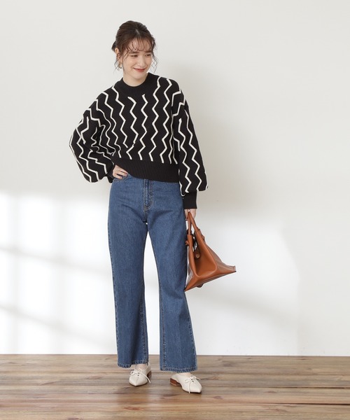 N.（N. Natural Beauty Basic）（エヌエヌナチュラルビューティーベーシック）の「ナミジャガードニット（ニット/セーター・レディース・ホワイト/ブラック・MEDIUM）」の8枚目の写真