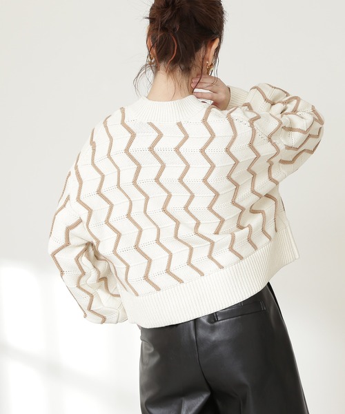 N.（N. Natural Beauty Basic）（エヌエヌナチュラルビューティーベーシック）の「ナミジャガードニット（ニット/セーター・レディース・ホワイト/ブラック・MEDIUM）」の11枚目の写真