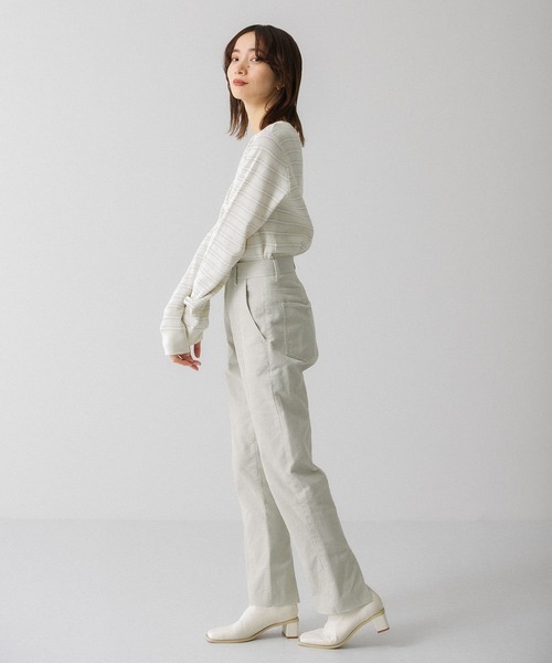 KBF（ケイビーエフ）の「ハニカムワッフルボーダーカットソー（Tシャツ/カットソー・レディース・ホワイト系その他/グリーン系その他/ブルー系その他・ONE）」の8枚目の写真