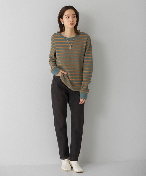 KBF（ケイビーエフ）の「ハニカムワッフルボーダーカットソー（Tシャツ/カットソー・レディース・ホワイト系その他/グリーン系その他/ブルー系その他・ONE）」の12枚目の写真