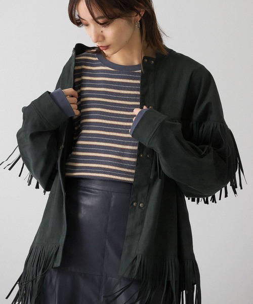 KBF（ケイビーエフ）の「ハニカムワッフルボーダーカットソー（Tシャツ/カットソー・レディース・ホワイト系その他/グリーン系その他/ブルー系その他・ONE）」の14枚目の写真