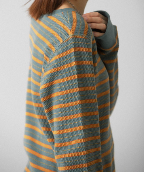 KBF（ケイビーエフ）の「ハニカムワッフルボーダーカットソー（Tシャツ/カットソー・レディース・ホワイト系その他/グリーン系その他/ブルー系その他・ONE）」の22枚目の写真