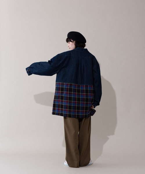 idem(イデム)の「tartan check denim jacket/タータンチェックデニムジャケット(デニムジャケット・レディース・ネイビー・FREE)」の9枚目の写真