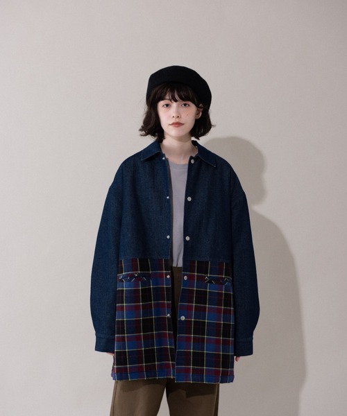 idem(イデム)の「tartan check denim jacket/タータンチェックデニムジャケット(デニムジャケット・レディース・ネイビー・FREE)」の7枚目の写真