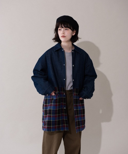 idem(イデム)の「tartan check denim jacket/タータンチェックデニムジャケット(デニムジャケット・レディース・ネイビー・FREE)」の15枚目の写真