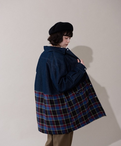 idem(イデム)の「tartan check denim jacket/タータンチェックデニムジャケット(デニムジャケット・レディース・ネイビー・FREE)」の12枚目の写真