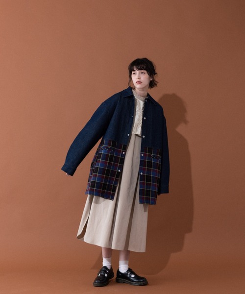 idem(イデム)の「tartan check denim jacket/タータンチェックデニムジャケット(デニムジャケット・レディース・ネイビー・FREE)」の4枚目の写真