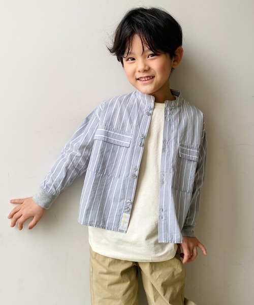 MAKE YOUR DAY(メイクユアデイ)の「バンドカラー長袖シャツ■80~140cm(シャツ/ブラウス・キッズ・サックスブルー/オフホワイト/グレー/ベージュ・90/100/110/120/130/140/80)」の17枚目の写真