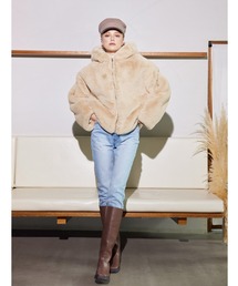 ALEXIA STAM | Eco Fur Hooded Jacket/エコファーフーディージャケット(その他アウター)