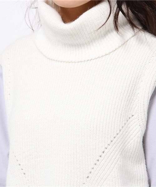 Torrazzo Donna（トラッゾドンナ）の「TORRAZZO DONNA ハイネック×シャツ切替ニット（ニット/セーター・レディース・ライトグレー/ホワイト・FREE）」の9枚目の写真