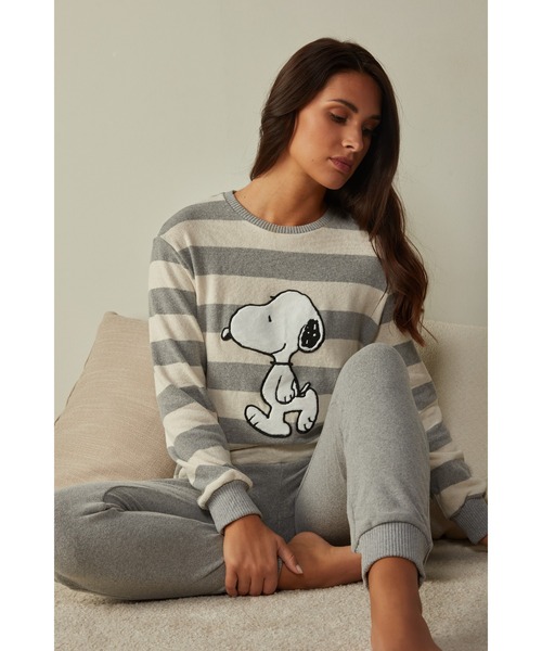 セール スヌーピー パッチ ストライプ パジャマ ルームウェア パジャマ Intimissimi インティミッシミ のファッション通販 Zozotown