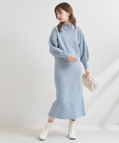 natural couture（ナチュラルクチュール）の「【WEB限定カラー有り】おうちで洗えるプチプラスポンディッシュニットスカート（スカート・レディース・ブラック/オフホワイト/カーキ/サックスブルー/イエロー/グレイッシュベージュ・FREE）」の8枚目の写真