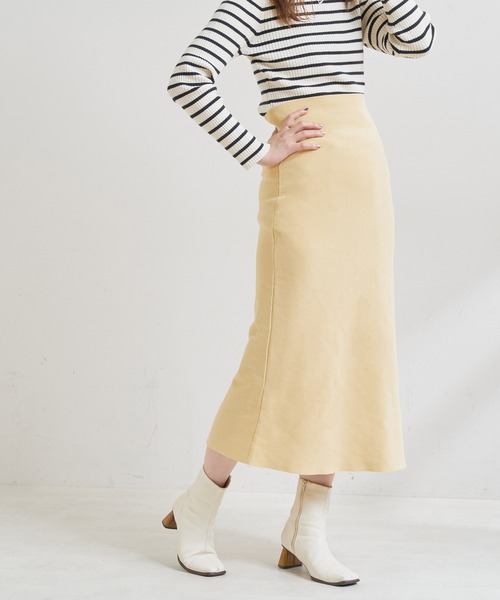 natural couture（ナチュラルクチュール）の「【WEB限定カラー有り】おうちで洗えるプチプラスポンディッシュニットスカート（スカート・レディース・ブラック/オフホワイト/カーキ/サックスブルー/イエロー/グレイッシュベージュ・FREE）」の13枚目の写真