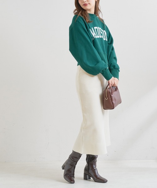 natural couture（ナチュラルクチュール）の「【WEB限定カラー有り】おうちで洗えるプチプラスポンディッシュニットスカート（スカート・レディース・ブラック/オフホワイト/カーキ/サックスブルー/イエロー/グレイッシュベージュ・FREE）」の17枚目の写真