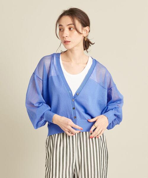 【WEB限定】byシアーVネックカーディガン-ウォッシャブル-
