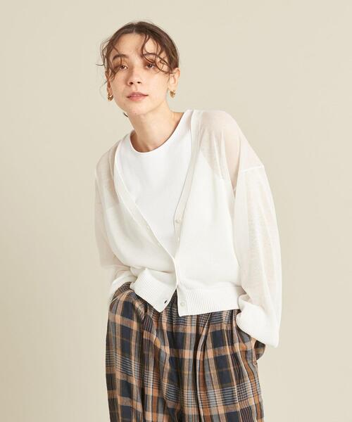 【WEB限定】byシアーVネックカーディガン-ウォッシャブル-