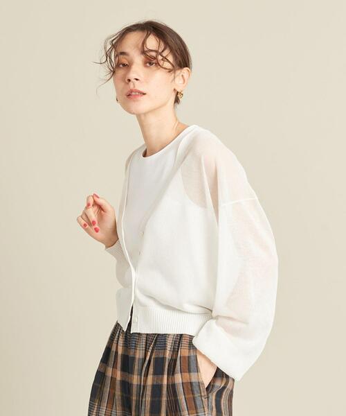 【WEB限定】byシアーVネックカーディガン-ウォッシャブル-