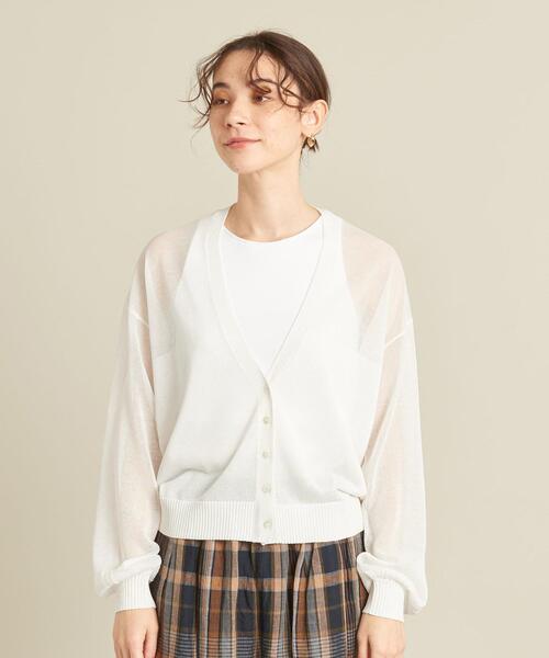 【WEB限定】byシアーVネックカーディガン-ウォッシャブル-