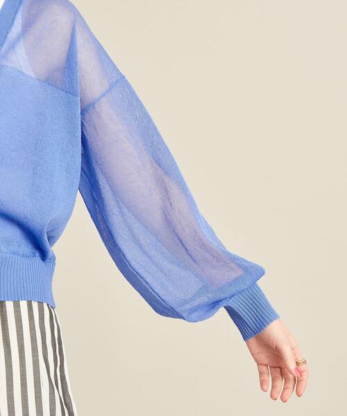 【WEB限定】byシアーVネックカーディガン-ウォッシャブル-