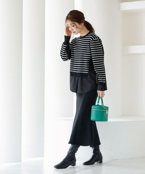 KOBE LETTUCE（コウベレタス）の「ショルダーストラップ付き２Wayバニティバッグ（ハンドバッグ・レディース・アイボリー/グレイッシュベージュ/ピンク/グリーン/ブラック/イエロー/ネイビー・FREE）」の9枚目の写真