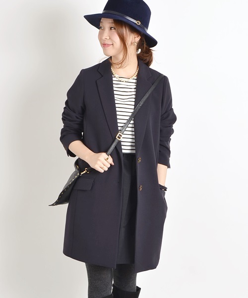 Khaju（カージュ）の「Khaju: カラーチェスターコート□（チェスターコート・レディース・スカイブルー/ネイビー/ピンクベージュ・38/36）」の2枚目の写真