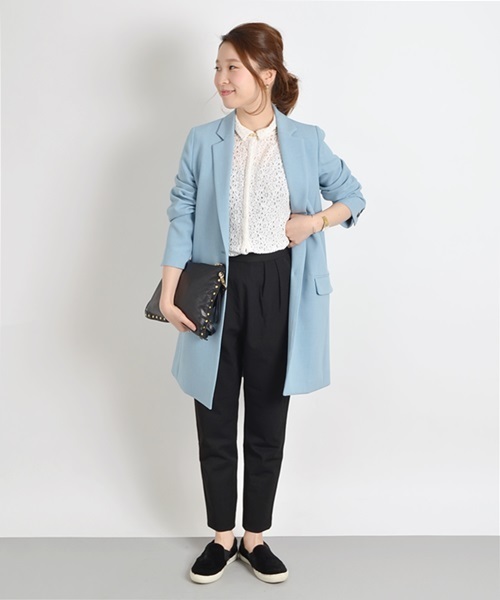 Khaju（カージュ）の「Khaju: カラーチェスターコート□（チェスターコート・レディース・スカイブルー/ネイビー/ピンクベージュ・38/36）」の15枚目の写真