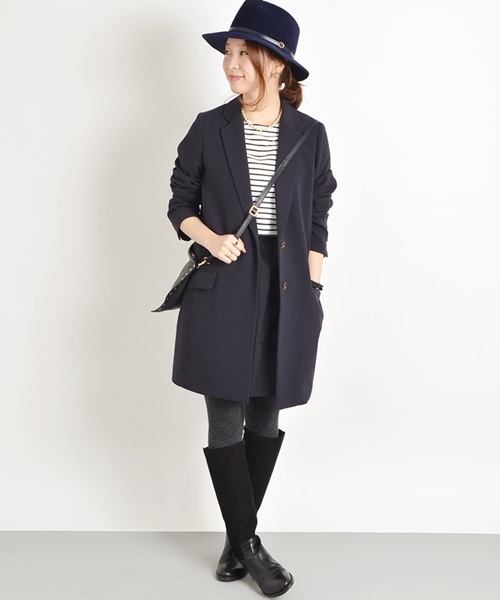 Khaju（カージュ）の「Khaju: カラーチェスターコート□（チェスターコート・レディース・スカイブルー/ネイビー/ピンクベージュ・38/36）」の11枚目の写真