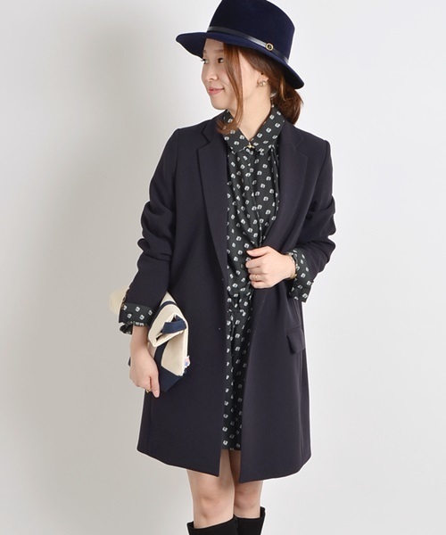 Khaju（カージュ）の「Khaju: カラーチェスターコート□（チェスターコート・レディース・スカイブルー/ネイビー/ピンクベージュ・38/36）」の4枚目の写真