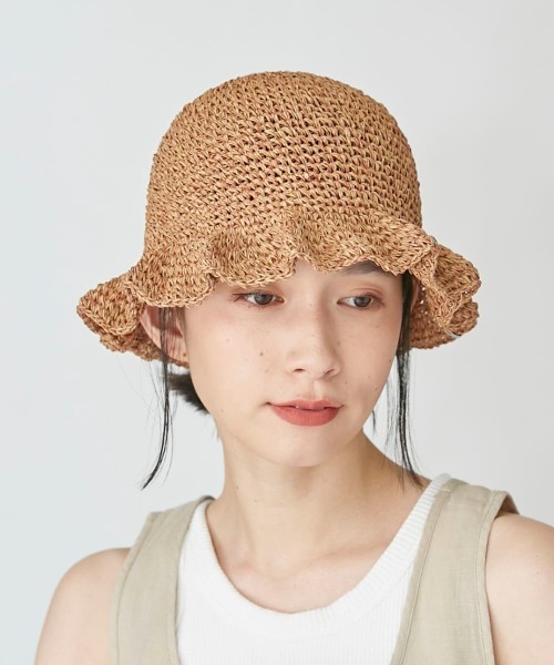 OVERRIDE（オーバーライド）の「OVERRIDE PAPER KOMA SCALLOP HAT（ハット・レディース・ブラウン/ライトグリーン/ダークグレー・M/57.5cm）」の3枚目の写真