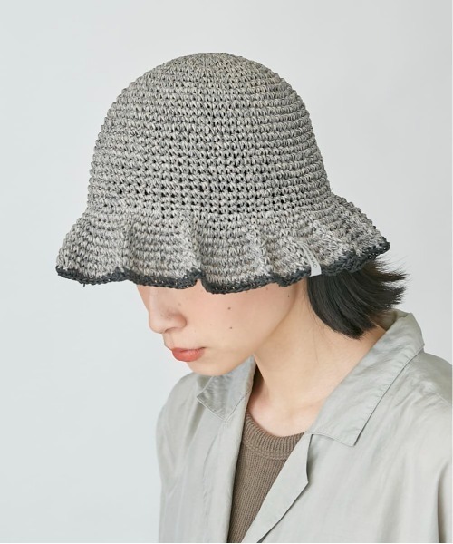 OVERRIDE（オーバーライド）の「OVERRIDE PAPER KOMA SCALLOP HAT（ハット・レディース・ブラウン/ライトグリーン/ダークグレー・M/57.5cm）」の5枚目の写真