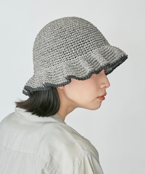 OVERRIDE（オーバーライド）の「OVERRIDE PAPER KOMA SCALLOP HAT（ハット・レディース・ブラウン/ライトグリーン/ダークグレー・M/57.5cm）」の6枚目の写真