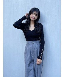 ENVYM | スリーブボタンＶネックＫＮＩＴ(ニット/セーター)