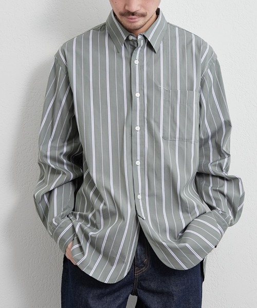 CIAOPANIC TYPY（チャオパニックティピー）の「80/20ブロードストライプレギュラーカラーシャツ（シャツ/ブラウス・メンズ・サックスブルー/グリーン・MEDIUM/LARGE）」の2枚目の写真