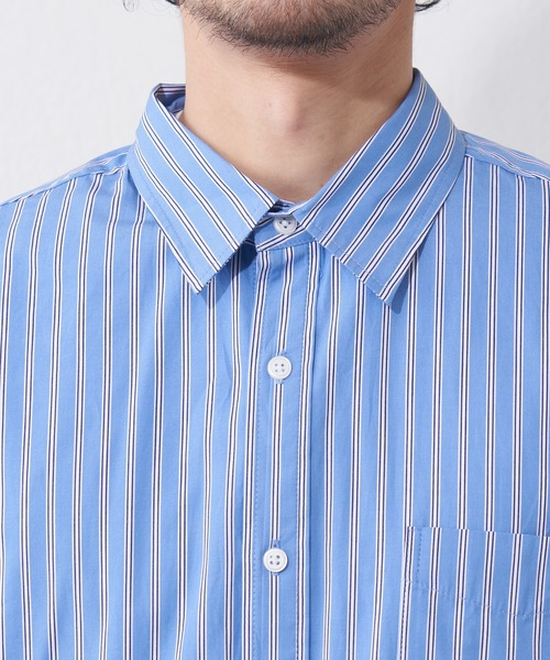 CIAOPANIC TYPY（チャオパニックティピー）の「80/20ブロードストライプレギュラーカラーシャツ（シャツ/ブラウス・メンズ・サックスブルー/グリーン・MEDIUM/LARGE）」の16枚目の写真