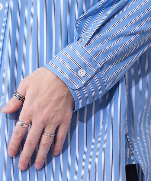 CIAOPANIC TYPY（チャオパニックティピー）の「80/20ブロードストライプレギュラーカラーシャツ（シャツ/ブラウス・メンズ・サックスブルー/グリーン・MEDIUM/LARGE）」の19枚目の写真