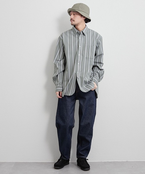 CIAOPANIC TYPY（チャオパニックティピー）の「80/20ブロードストライプレギュラーカラーシャツ（シャツ/ブラウス・メンズ・サックスブルー/グリーン・MEDIUM/LARGE）」の4枚目の写真