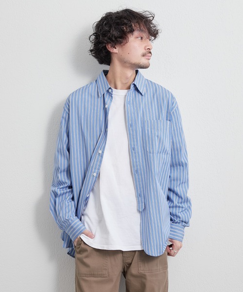 CIAOPANIC TYPY（チャオパニックティピー）の「80/20ブロードストライプレギュラーカラーシャツ（シャツ/ブラウス・メンズ・サックスブルー/グリーン・MEDIUM/LARGE）」の7枚目の写真