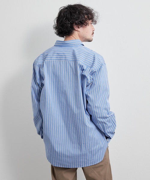 CIAOPANIC TYPY（チャオパニックティピー）の「80/20ブロードストライプレギュラーカラーシャツ（シャツ/ブラウス・メンズ・サックスブルー/グリーン・MEDIUM/LARGE）」の9枚目の写真