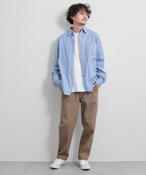 CIAOPANIC TYPY（チャオパニックティピー）の「80/20ブロードストライプレギュラーカラーシャツ（シャツ/ブラウス・メンズ・サックスブルー/グリーン・MEDIUM/LARGE）」の10枚目の写真