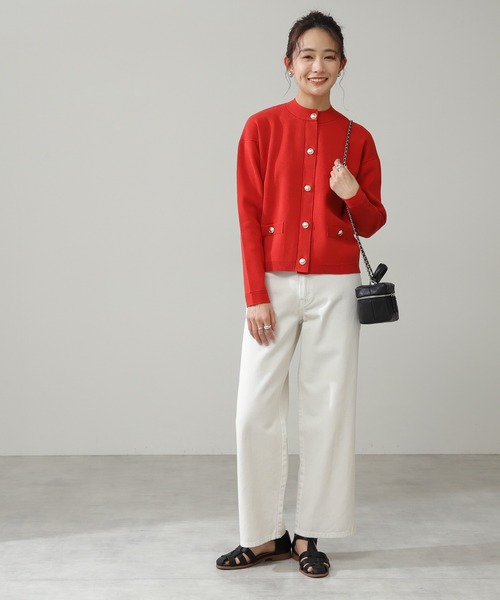 N.（N. Natural Beauty Basic）（エヌエヌナチュラルビューティーベーシック）の「◆クラシックニットカーディガン（カーディガン/ボレロ・レディース・オフホワイト/ネイビー/レッド・MEDIUM）」の10枚目の写真